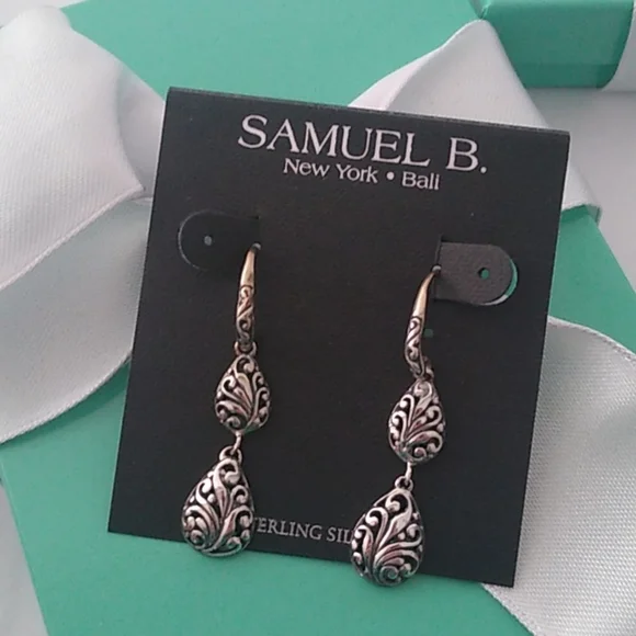 Samuel B Benham Sterling Silver 925 Pear Shaped Drop Earrings